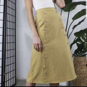 SOLDOrange Creek Mustard A-line Jade Midi Skirt